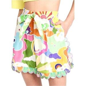 New Celia B Lyra Shorts Womens Size XS Floral Oversized Embroidered Scalloped U2